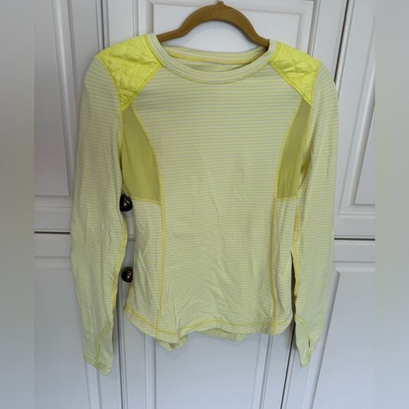 Lululemon Women's Ice Queen Long Sleeve Stripe Top Size 6 Yellow Athletic Comfy - Picture 2 of 8